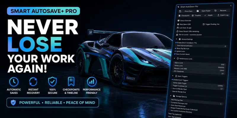 AutoSave+ Pro Blender addon interface thumbnail