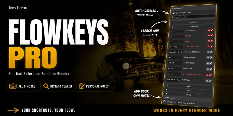 FlowKeys Pro Blender shortcut reference interface thumbnail