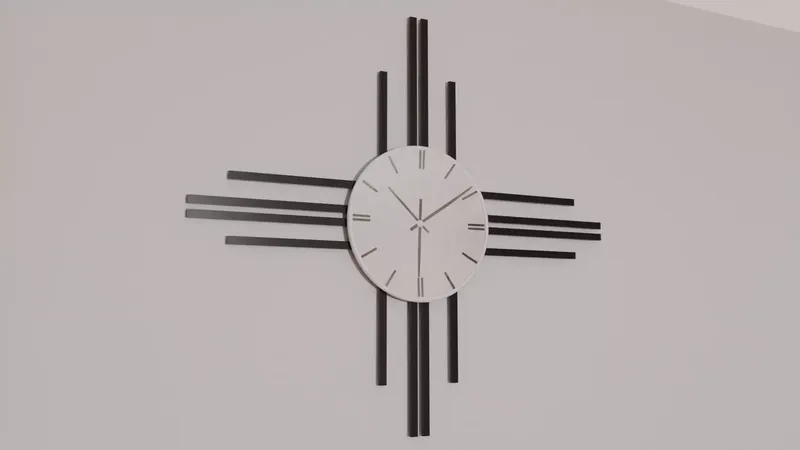 Modern minimalist wall clock low-poly 3D model free thumbnail