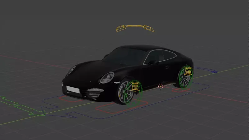 Porsche 911 rigged 3D car model free thumbnail