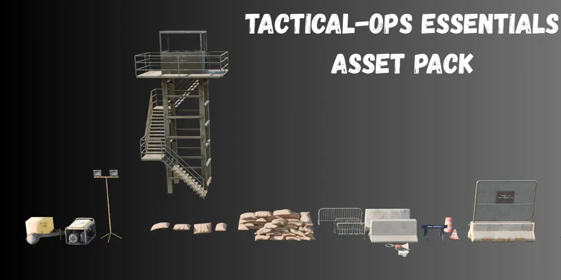 Tactical Ops Essentials military props 3D model asset pack thumbnail